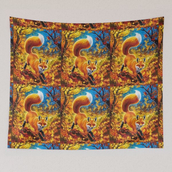Item preview, Fox Portrait. Fall season, fall fox, vintage fox, fox painting, Paul Gauguin style designed and sold by FoxVibes.