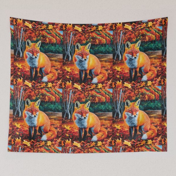 Item preview, Fox Portrait. Fall season, fall fox, vintage fox, fox painting, Paul Gauguin style designed and sold by FoxVibes.
