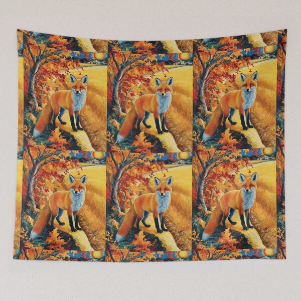 Item preview, Fox Portrait. Fall season, fall fox, vintage fox, fox painting, Paul Gauguin style designed and sold by FoxVibes.