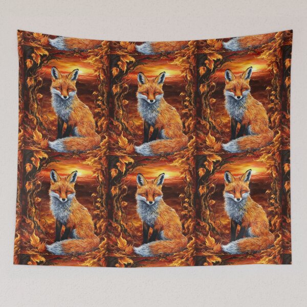 Item preview, Fox Portrait. Fall season, fall fox, vintage fox, fox painting, Paul Gauguin style designed and sold by FoxVibes.