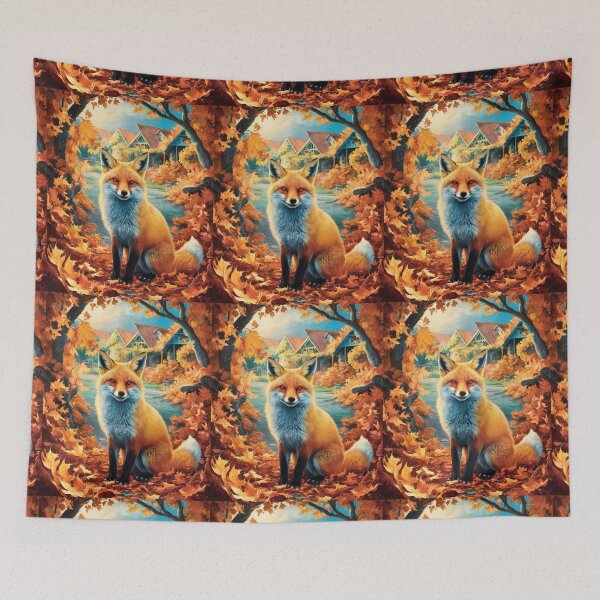 Item preview, Fox Portrait. Fall season, fall fox, vintage fox, fox painting, Paul Gauguin style designed and sold by FoxVibes.