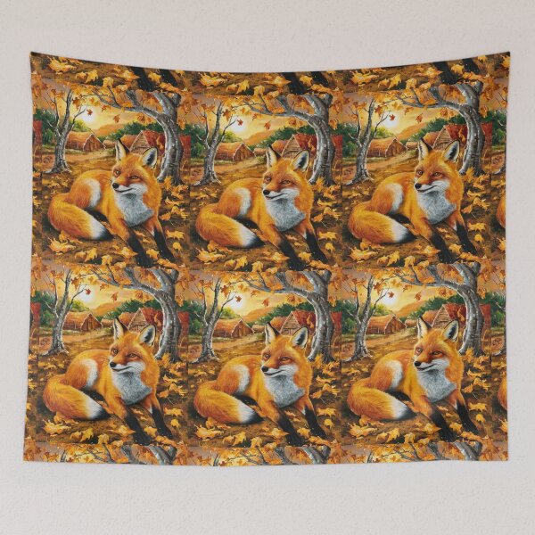 Item preview, Fox Portrait. Fall season, fall fox, vintage fox, fox painting, Paul Gauguin style designed and sold by FoxVibes.