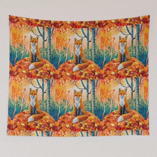 Item preview, Fox Portrait. Fall season, fall fox, vintage fox, fox painting, Paul Gauguin style designed and sold by FoxVibes.