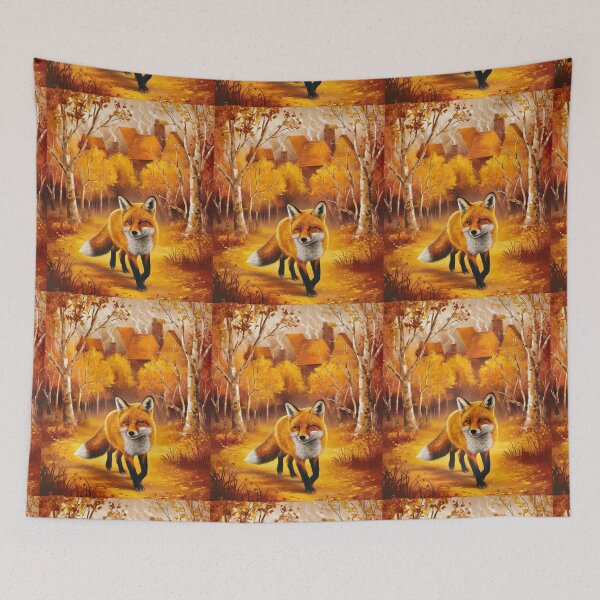 Item preview, Fox Portrait. Fall season, fall fox, vintage fox, fox painting, Paul Gauguin style designed and sold by FoxVibes.