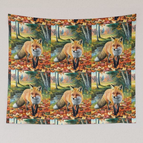 Item preview, Fox Portrait. Fall season, fall fox, vintage fox, fox painting, Paul Gauguin style designed and sold by FoxVibes.