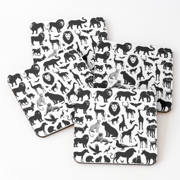 Item preview, A Collection of Intricately Designed Animal Pack Stickers in Elegant Black designed and sold by designdukan.