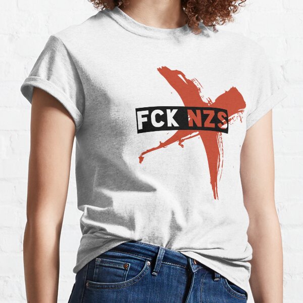 Vista previa del artículo con la obra «FCK NZS Fuck Nazis Idea de regalo contra el racismo», diseñado y vendido por sixwalls.
