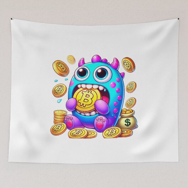 Item preview, Monster eating Bitcoin coins - Cryptocurrency design designed and sold by NoCompetition.