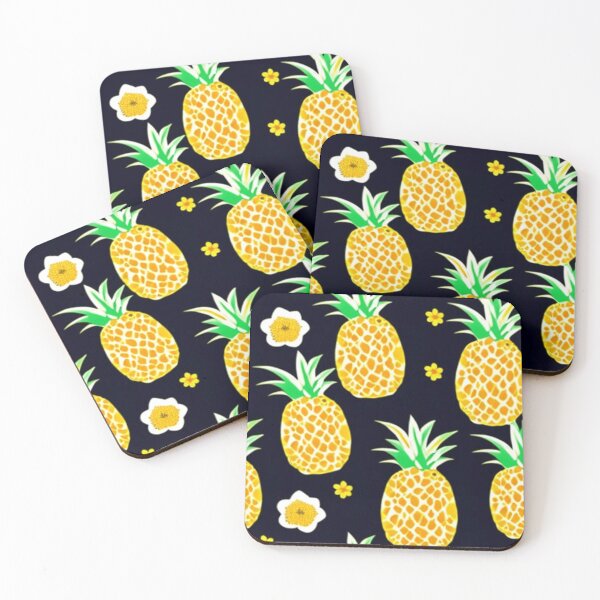 Item preview, Noche tropical Paraíso de piña negra Patrón de isla floral designed and sold by thegamerhero.