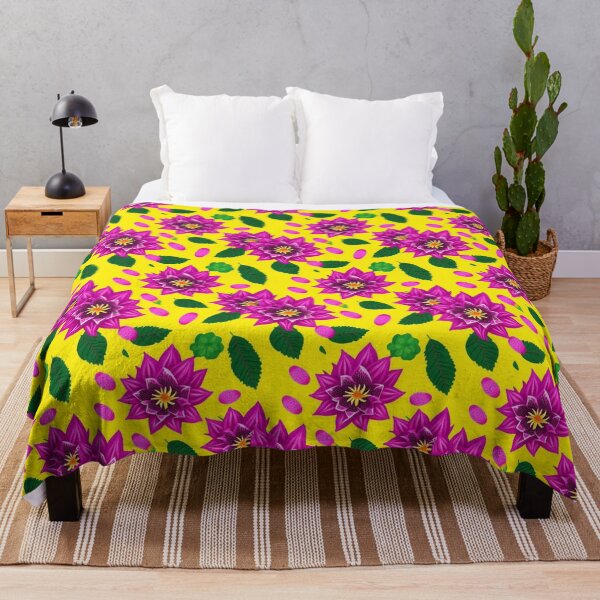 Item preview, Floral flourish Yellow meadow delight Purple bloom pattern designed and sold by thegamerhero.