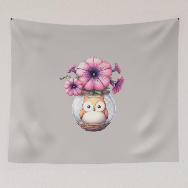 Item preview, Flowers Pink and Orange Owl  designed and sold by Nanthanon.