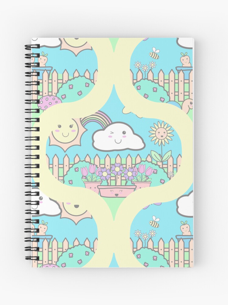 Journal, Cute Pastel Kawaii Garden Retro Ogee designed and sold by Triplicate Limited