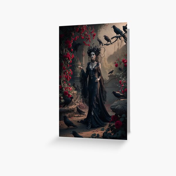 Item preview, Ravens' Sanctuary - A gothic woman surrounded by sunlit ruins and ravens. designed and sold by MaggiesInk.