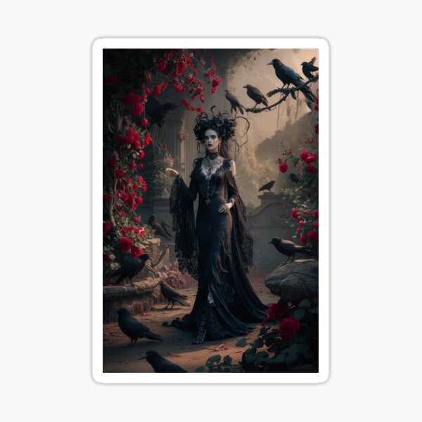 Item preview, Ravens' Sanctuary - A gothic woman surrounded by sunlit ruins and ravens. designed and sold by MaggiesInk.