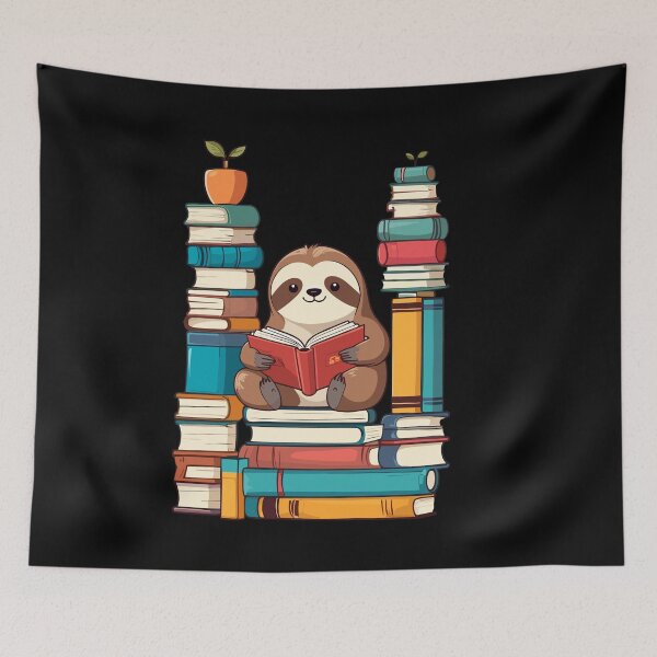 Item preview, Lustiges Buchliebhaber Faultier Illustration designed and sold by LuminOrb.