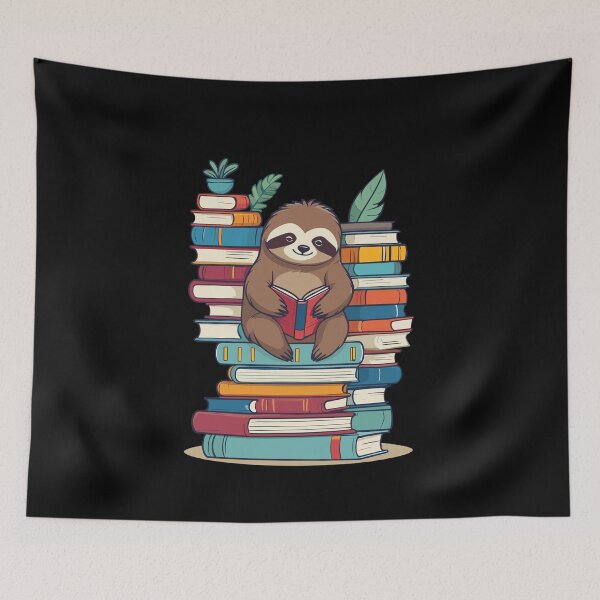 Item preview, Cute Bookworm Sloth Illustration designed and sold by LuminOrb.