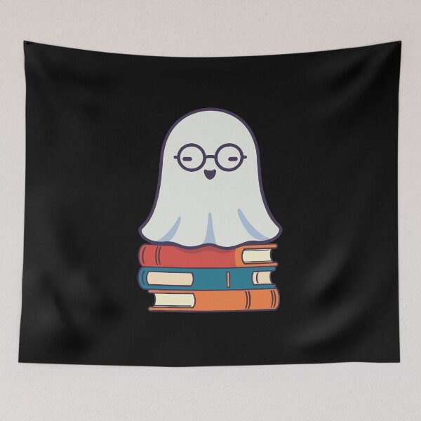 Item preview, Reading Halloween Ghost Cute Bookworm Style designed and sold by LuminOrb.