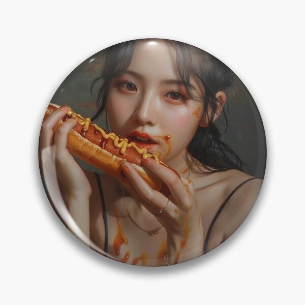 Item preview, A wonman eating a hot dog with a sexy expression. designed and sold by HANGLEMAN.