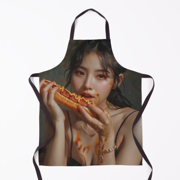Item preview, A wonman eating a hot dog with a sexy expression. designed and sold by HANGLEMAN.