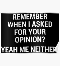 Funny Sarcastic Quote Opinion T-Shirt Poster