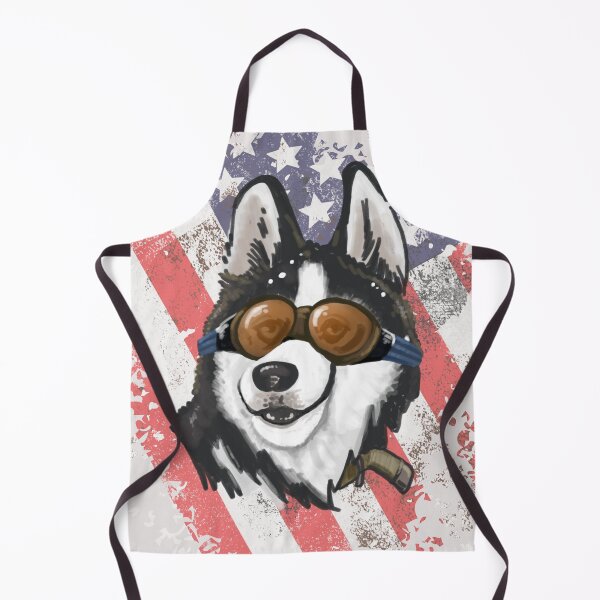 Item preview, Syberian Husky wearing sunglasses over torn American flag designed and sold by CreateForDogs.