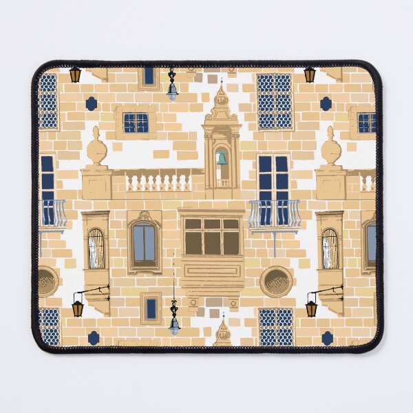Item preview, Part of traditional maltese house in Mdina made of sandy stone bricks with various doors, windows and balconies designed and sold by Ekaterina Glazkova.