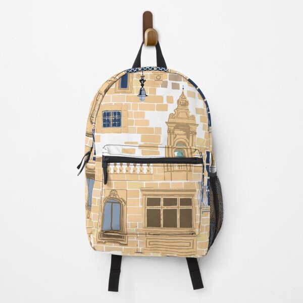 Item preview, Part of traditional maltese house in Mdina made of sandy stone bricks with various doors, windows and balconies designed and sold by Ekaterina Glazkova.