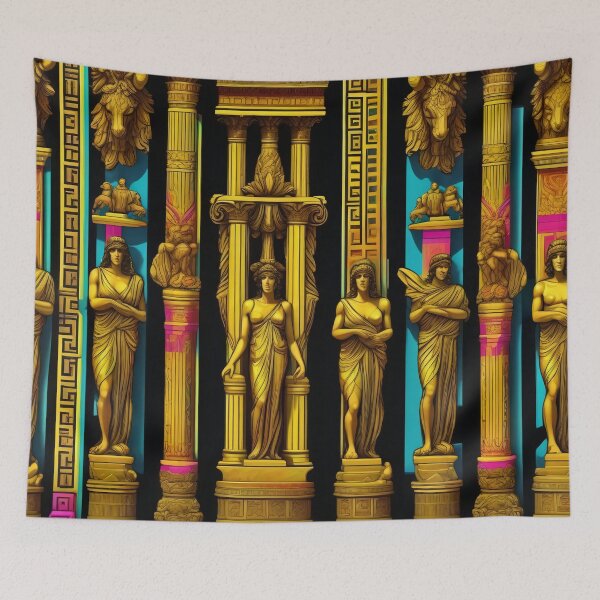 Artikelvorschau, Elegantes griechisches Statuenmuster aus goldenem Marmor entworfen und verkauft von DreamCraze.