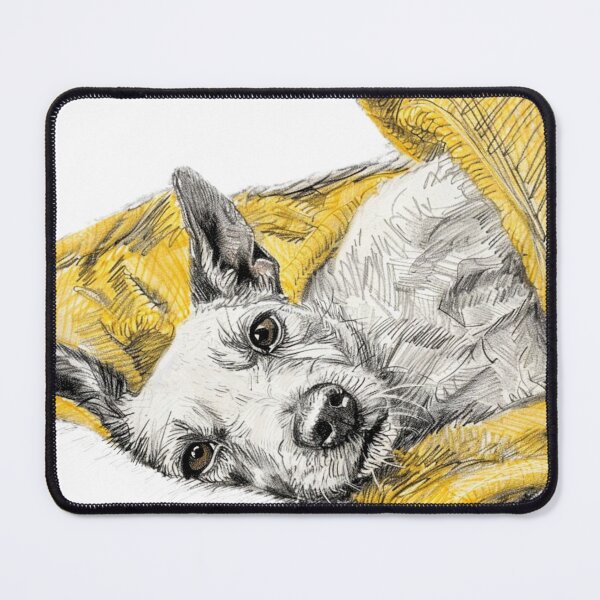 Item preview, sketch, drawing, Jack Russell Terrier dog, lying dog, cute dog designed and sold by ateliersabourin.
