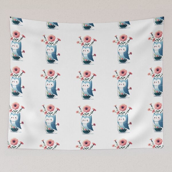 Item preview, Flower Pink Growing from Blue Owl designed and sold by Nanthanon.