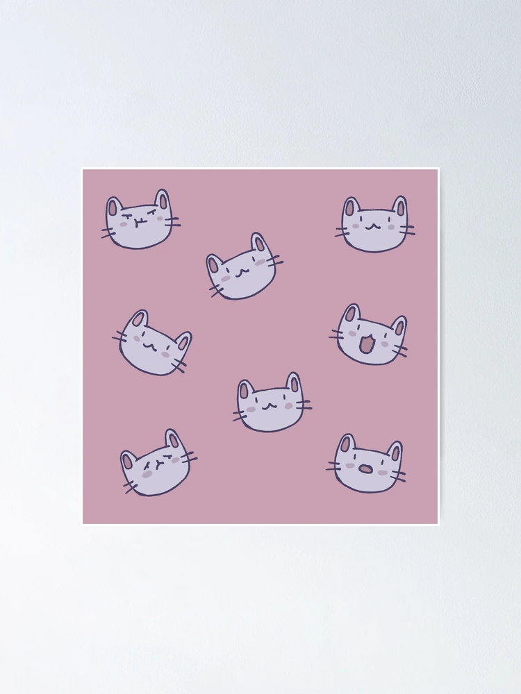 Thumbnail 1 of 3, Poster, Cute Cat Pattern designed and sold by Childish by Design.