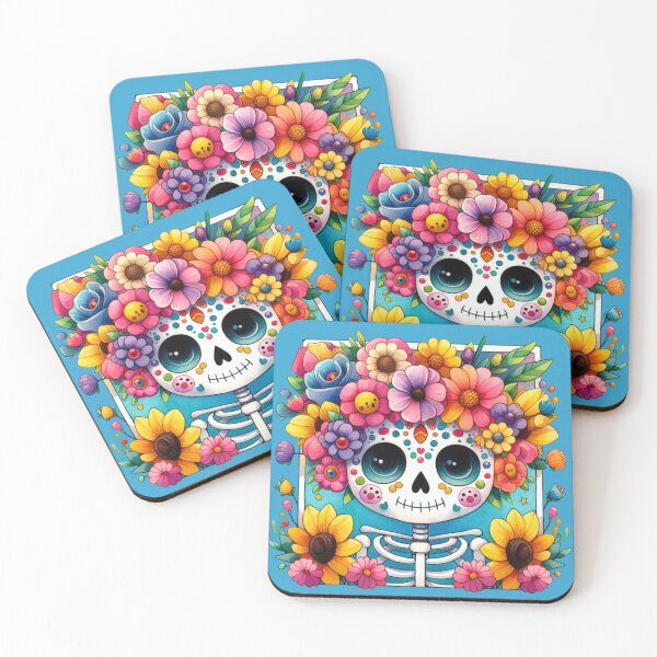 Item preview,  Colorful Sugar Skull with Flowers designed and sold by MarigoldandLily.