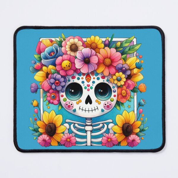 Item preview, Colorful Sugar Skull with Flowers designed and sold by MarigoldandLily.