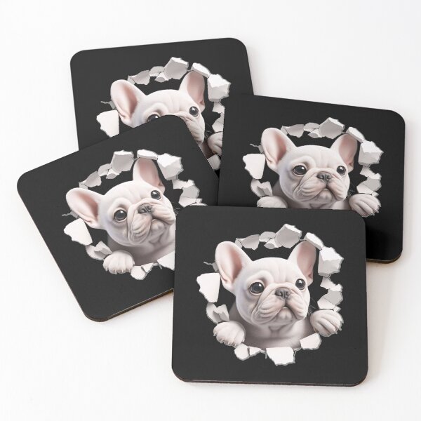Item preview, White French Bulldog Puppy Peeking on a Hole designed and sold by Witsprings.