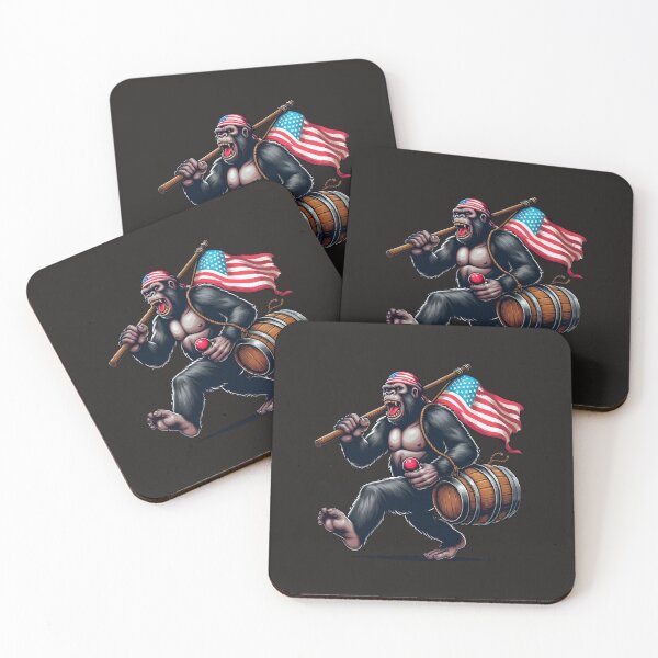 Item preview, Gorilla Fireworks 4th of July Sasquatch American Flag US T-Shirt designed and sold by Cool-nd-Stylish.
