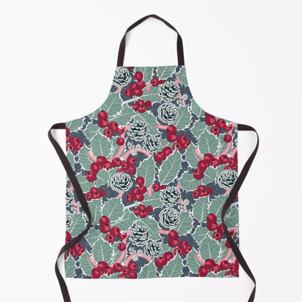 Item preview, Red mistletoe with green leaves and pine cones designed and sold by Alex Blud.