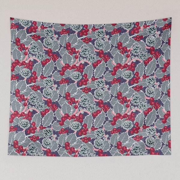 Item preview, Red mistletoe with silver leaves and pine cones designed and sold by Alex  Blud.