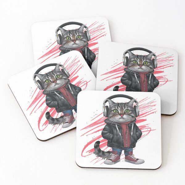 Item preview, Fashionable cat with headphones on his ears designed and sold by MagelliShop.