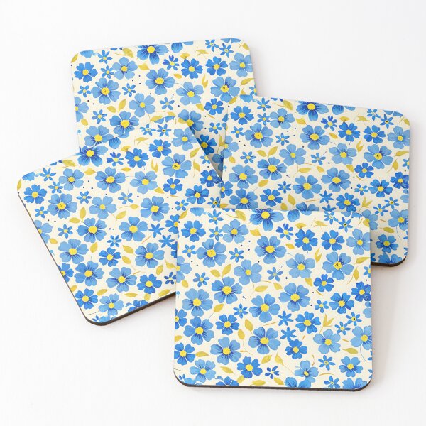 Item preview, Blue Floral Pattern Yellow Accents Seamless Design Wallpaper Background designed and sold by Rostislav Bouda.