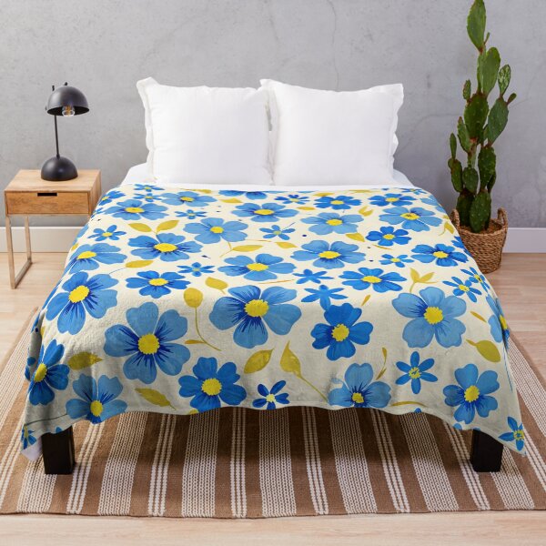 Item preview, Blue Floral Pattern Yellow Accents Seamless Design Wallpaper Background designed and sold by Rostislav Bouda.