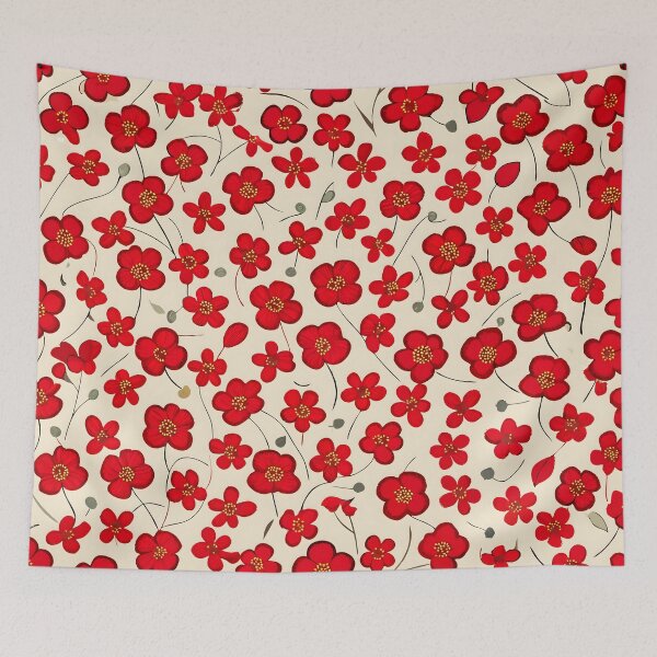 Item preview, Red Floral Pattern Seamless Background Illustration Design designed and sold by Rostislav Bouda.