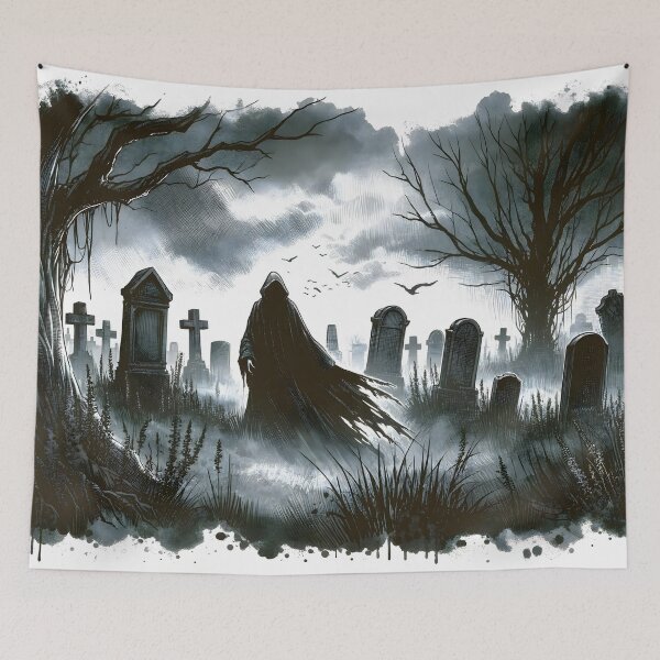 Item preview, Ghostly figure in a graveyard designed and sold by h00ch2003.
