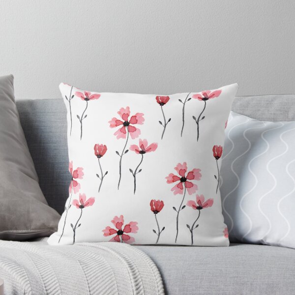 Item preview, Red (pink) & Black Watercolor Flowers designed and sold by Heather Lin Christiansen.