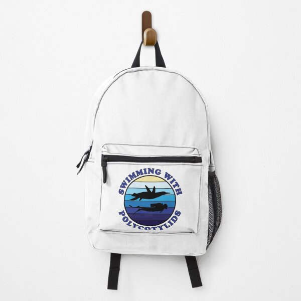 Artikelvorschau, Schwimmen mit Polycotyliden Retro Surf Design (blaue Buchstaben) entworfen und verkauft von Robert O.  Clark.