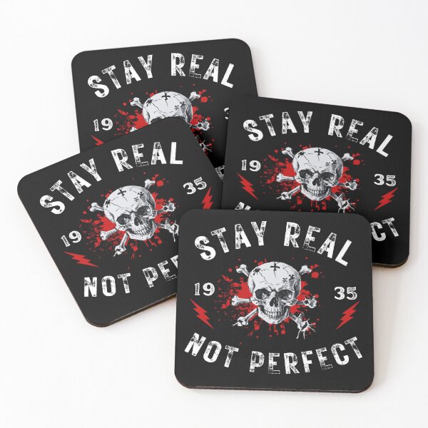 Item preview, Stay Real Not Perfect - Skull and Bones designed and sold by New Mentality: Mindset Apparel.