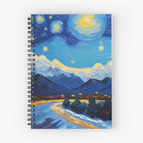 Aperçu de l'œuvre Peinture De Montagne Enneigée De Nuit Étoilée  créée et vendue par LMStudioDesigns.