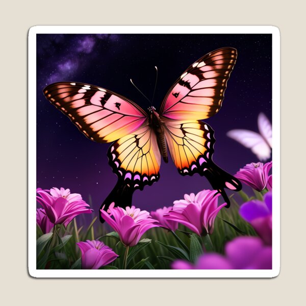 Item preview, beautiful butterfly with pink flowers  designed and sold by WildflowersAI.
