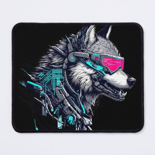 Item preview, Cyberpunk wolf designed and sold by LvlUpPrints.