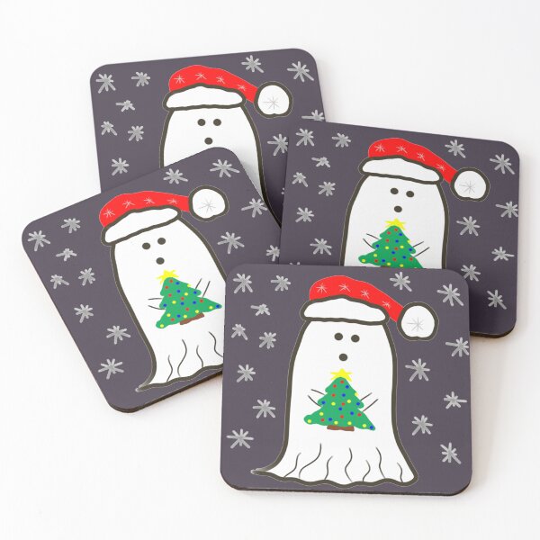 Item preview, Christmas Ghost with Tree and Santa Hat designed and sold by DanielleGensler.