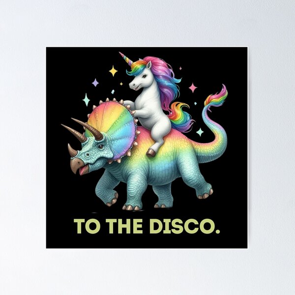Item preview, To The Disco, Unicorn Riding Triceratops designed and sold by Haji  Kamora.
